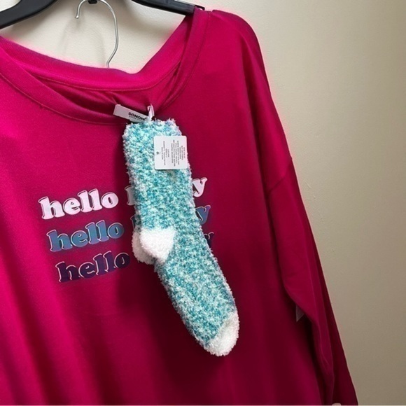 Sonoma Women’s Plus Size 3 Piece Pajama Set Long Sleeve Pants Socks - Picture 2 of 8